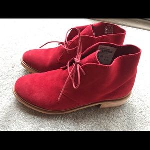 NEW Topshop Allied lace up ankle boots Red, suede
